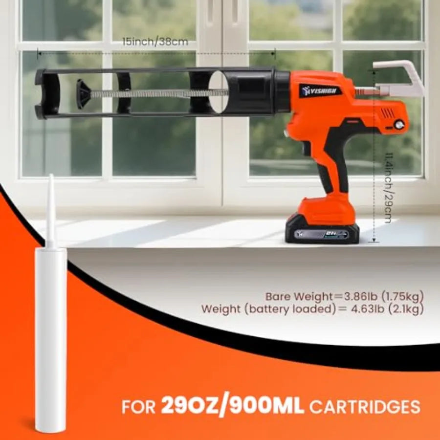 Cordless Caulking Gun 29 oz with 2 Batteries 2Ah Auto Retract LED Light 6500N 09.5mm s Stepless Speed Control for Professional