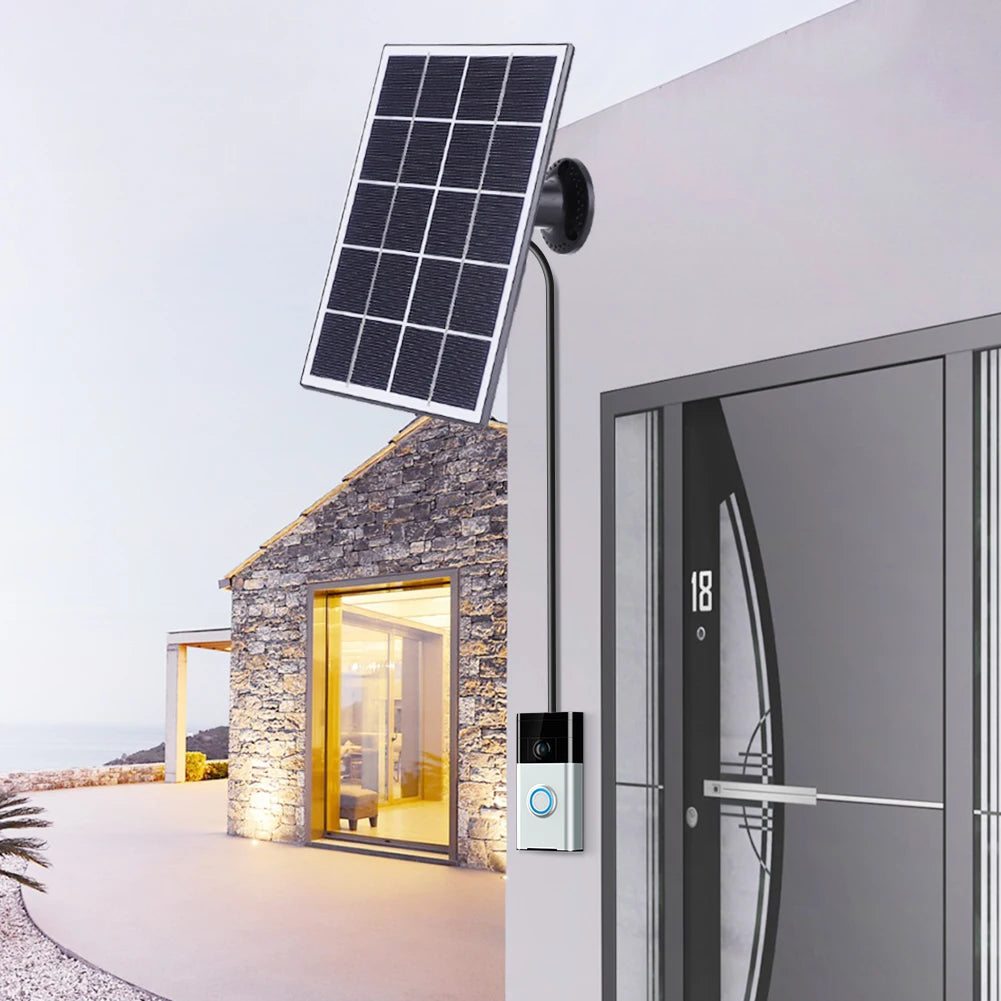6-3W Solar Panel for Ring Doorbell IP65 Waterproof Solar Charger 360° Adjustable Wall Mount for Ring Video Doorbell 4 3 3 Plus 2