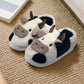 Fuzzy Cow Slippers for Women & Men, Couple's Warm Cartoon Cow Animals Slippers, Winter Cozy Fluffy Plush Slip On House Slippers