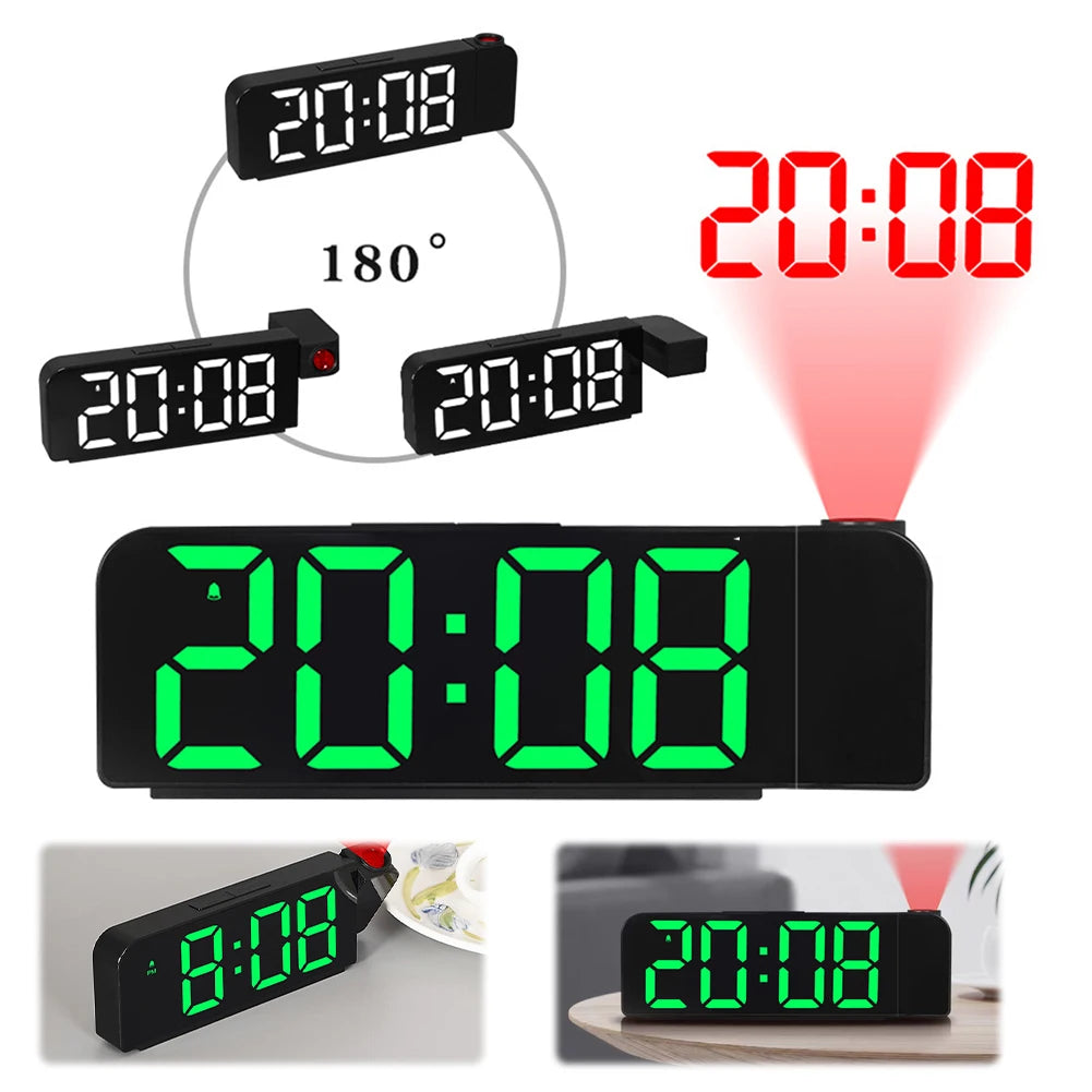 Projection Alarm Clock LED Digital Alarm Clock Large Number Display Bedside Alarm Clock Adjustable Brightness for Home Office