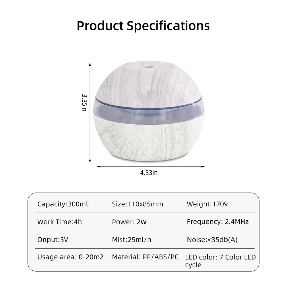 Diffuser For Home 300ml Ultrasonic Humidifier Aroma Oil Diffuser   Air Purifier with Touch Control  Perfect for Dry Air  Sleep