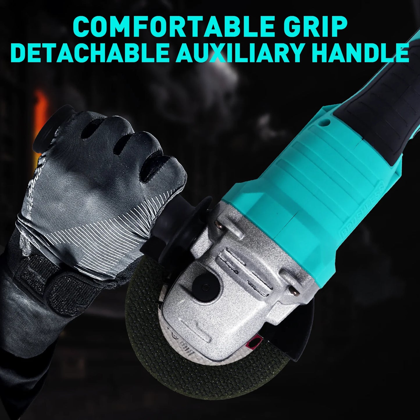 Cordless Angle Grinder Kit Electric Tool 4Inch 21V Brushless Power 9000r/min 2x1300mAh Lithium Batteries for Cutting Shaping