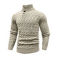 Men's Sweater Winter Shawl Collar Pullover Sweater Casual Cable Knit Button Sweaters Woolen Solid Color Tops US Size