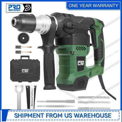 1-1/4" SDS-Plus Rotary Hammer 13 Amp Powerful Motor 4 Functions Rotary Hammer Drill with Case by Prostormer