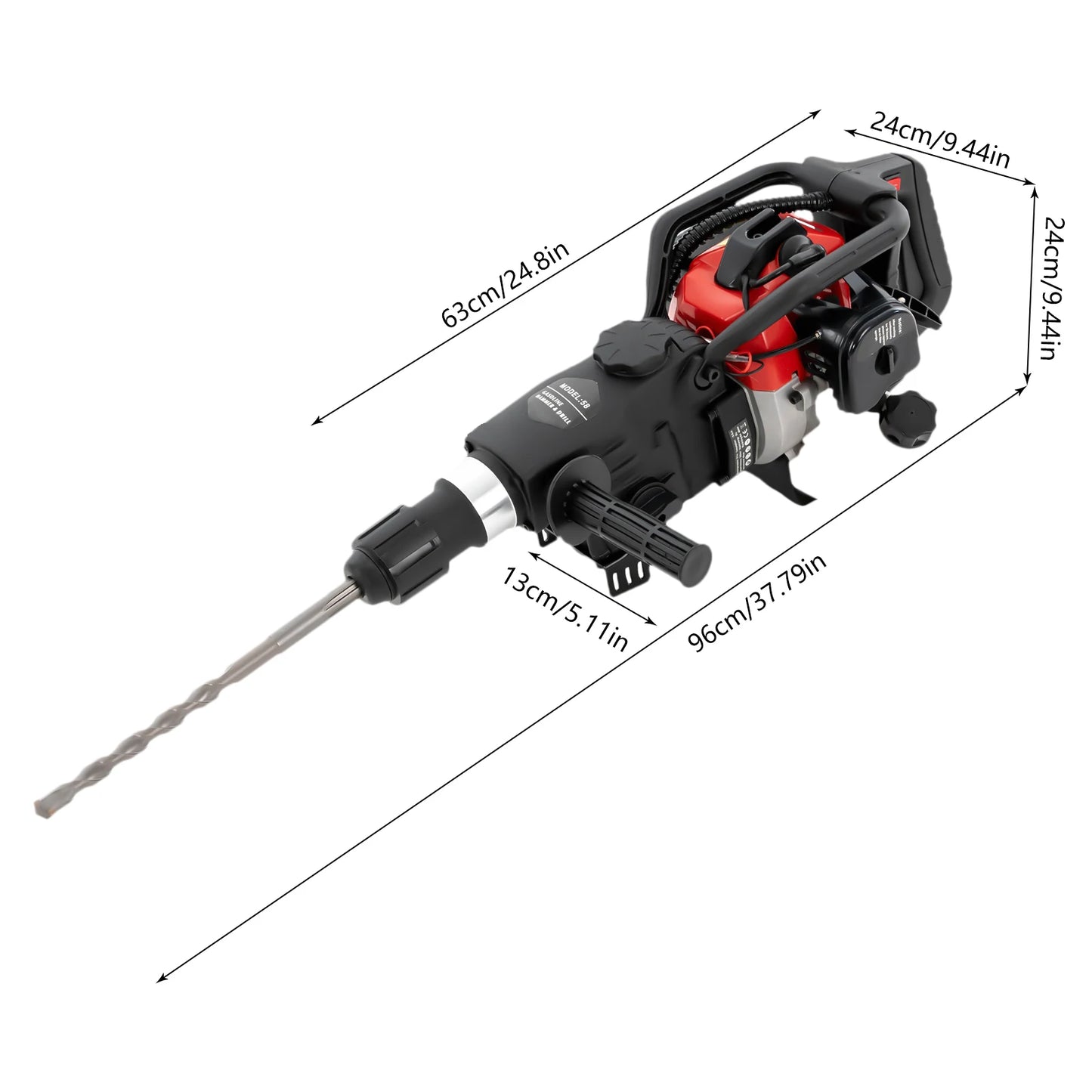 3-in-1 Multi-purpose Gasoline Hammer, Handheld Gasoline Impact Drill, Crushing and Demolition Pick, Concrete Destruction Tool