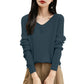 Women'S Fashion Flat-Knit V-Neck Pullover Sweater Solid Color Long-Sleeve Top Pulls Femmes Woman Clothes Sweater For Woman
