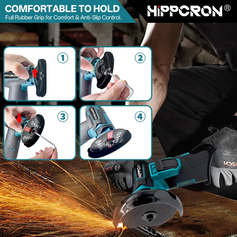 Hippcron Angle Grinder 12v For Cutting Diamond Cordless Power Tools Rechargeable Grinding Tool Polishing Grinding Machine
