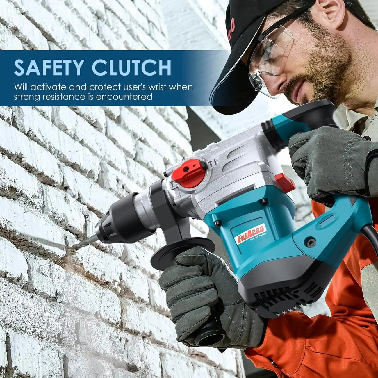 1-1/4 Inch SDS-Plus 13 Amp Heavy Duty Rotary Hammer Drill, Safety Clutch 4 Functions with Vibration Control Including Grease, Ch