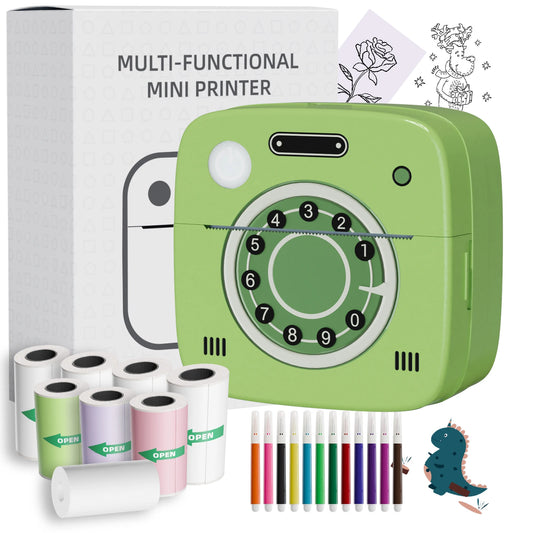 M1 Photo Pocket Printer with 2 Roll for iOS Android Bluetooth Mini Printers Sticker Thermal Printing  for Office Kitchen School
