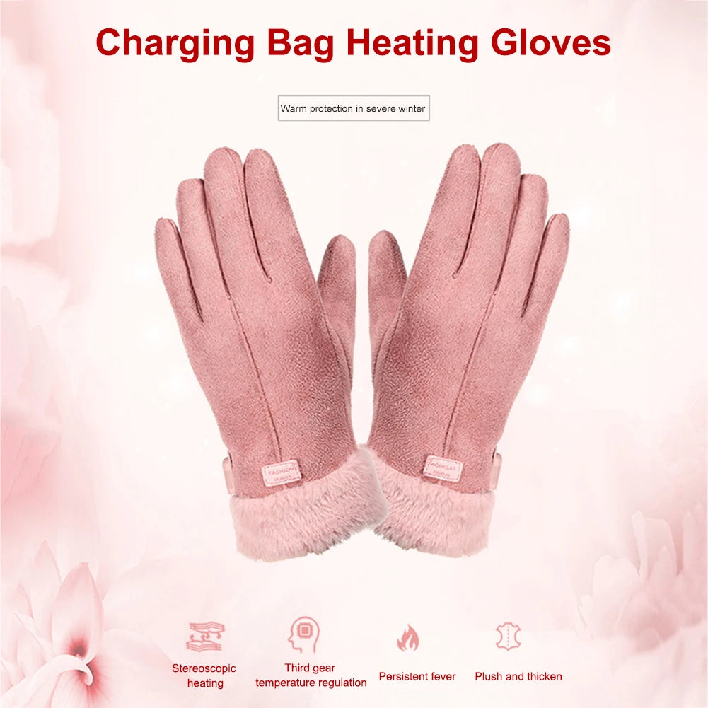 Heated Full Finger Mittens Touch Screen USB Electric Heating Gloves Ergonomics Constant Temperature for Indoor Home Outdoor