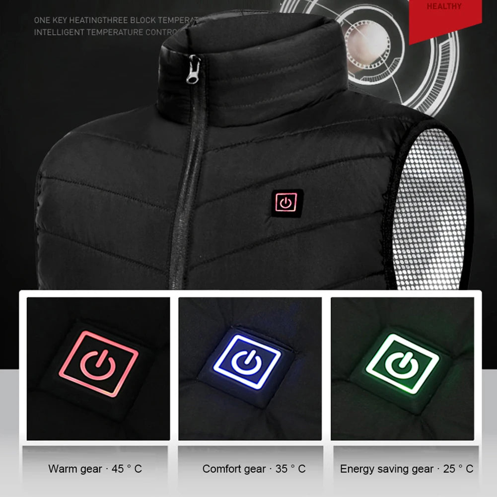 Intelligent Heated Vest Men Women USB Electric Thermal Warm Clothes 9 Areas Zone for Outdoor Hunting for Sports Hiking Oversized