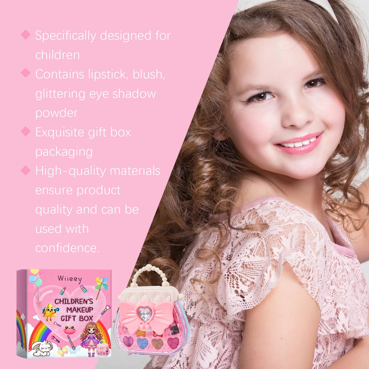 Children's Makeup Gift Box Safe and Non-toxic Princess Makeup Girl Toy Set Girl Makeup Lipstick Eyeshadow Makeup Set Gift Box