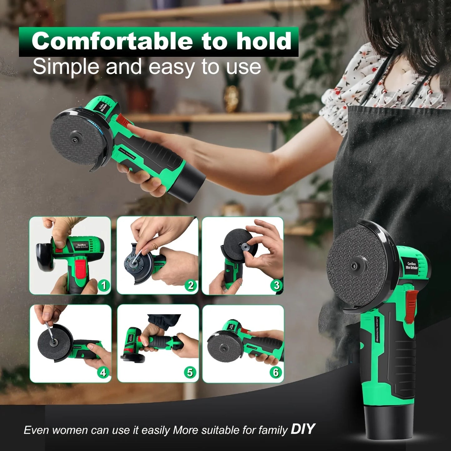 Polisher Angle Grinder Handheld Cordless Angle Grinder Car Polishing and Waxing Machine Car Cleaning and Waxing Car Repairin