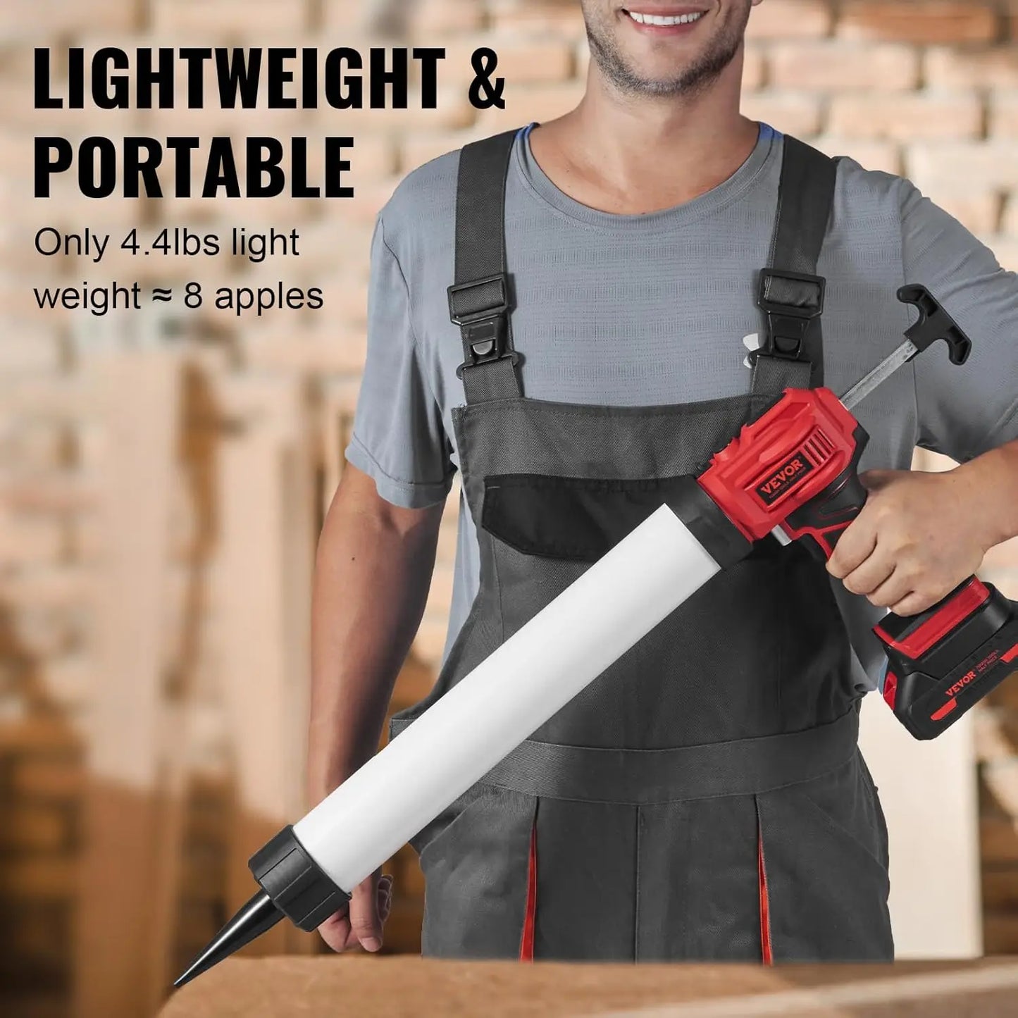 Cordless Caulking Gun 20oz/600ml, 20V Electric Sausage Caulking Gun with 4 Adjustable Speeds, Anti-Drip Battery Powered Caulk