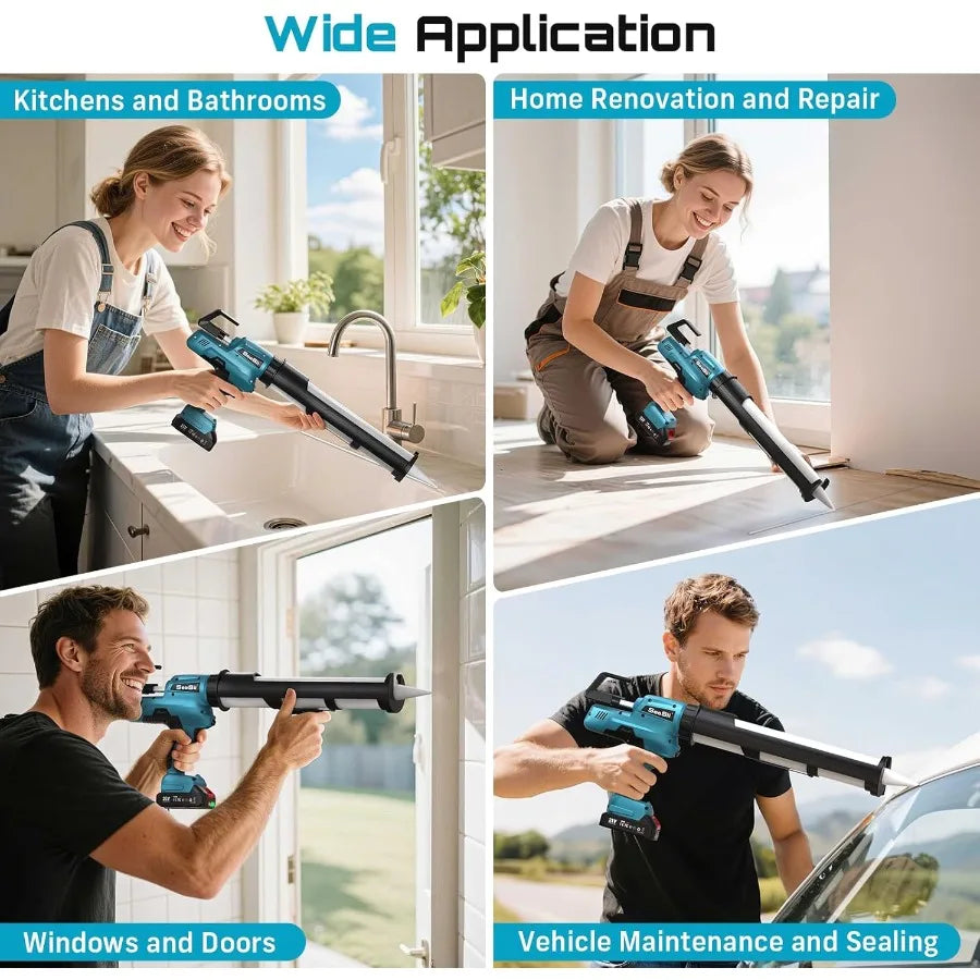 SEESII Electric Caulking Gun 29oz Cordless Caulk Gun with 2000mAh Battery for Professional Sealing and Filling Applications Ste