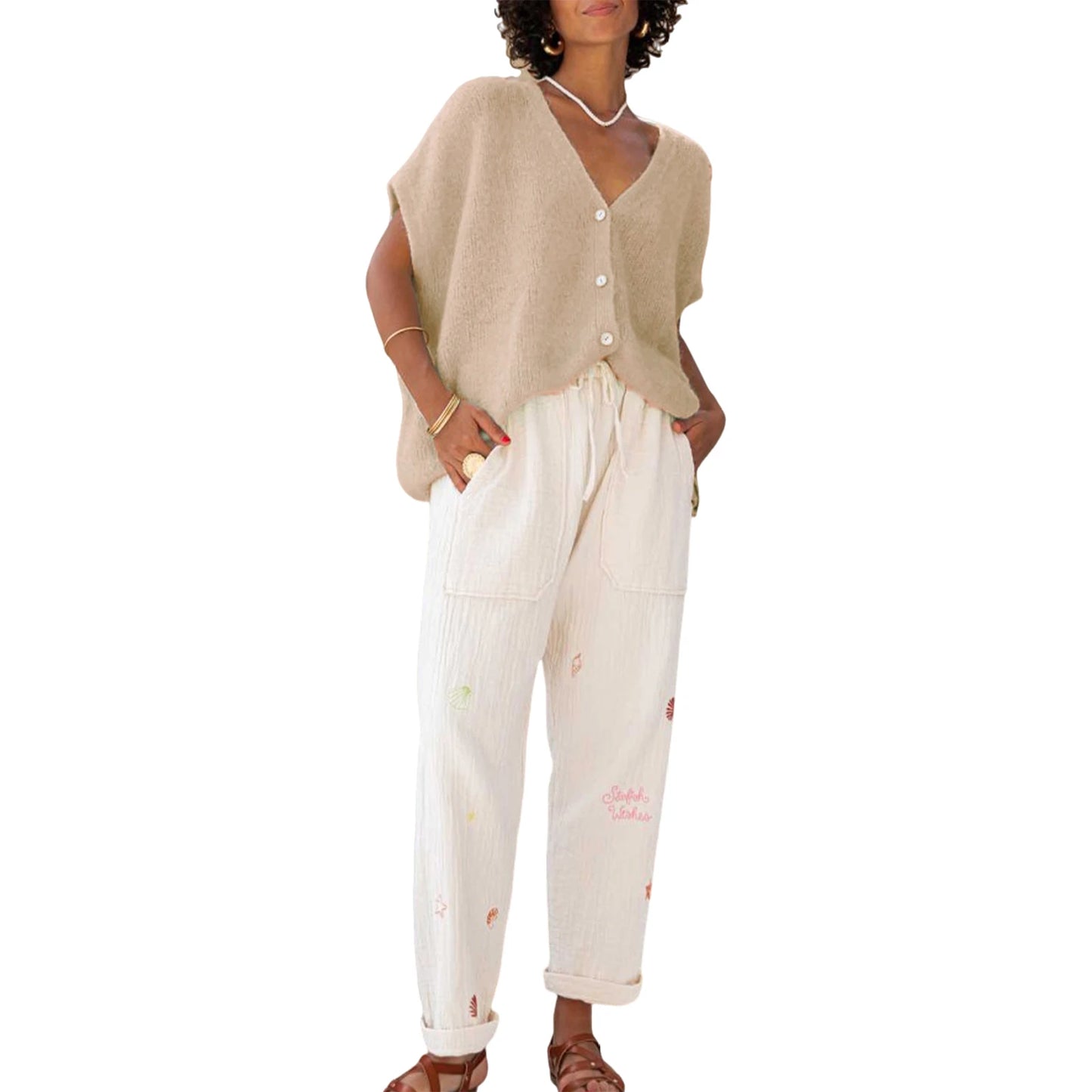 Women s Oversized Knit Cardigan with Pockets Long Sleeve Open Front Chunky Sweater Coat Warm Winter Outwear