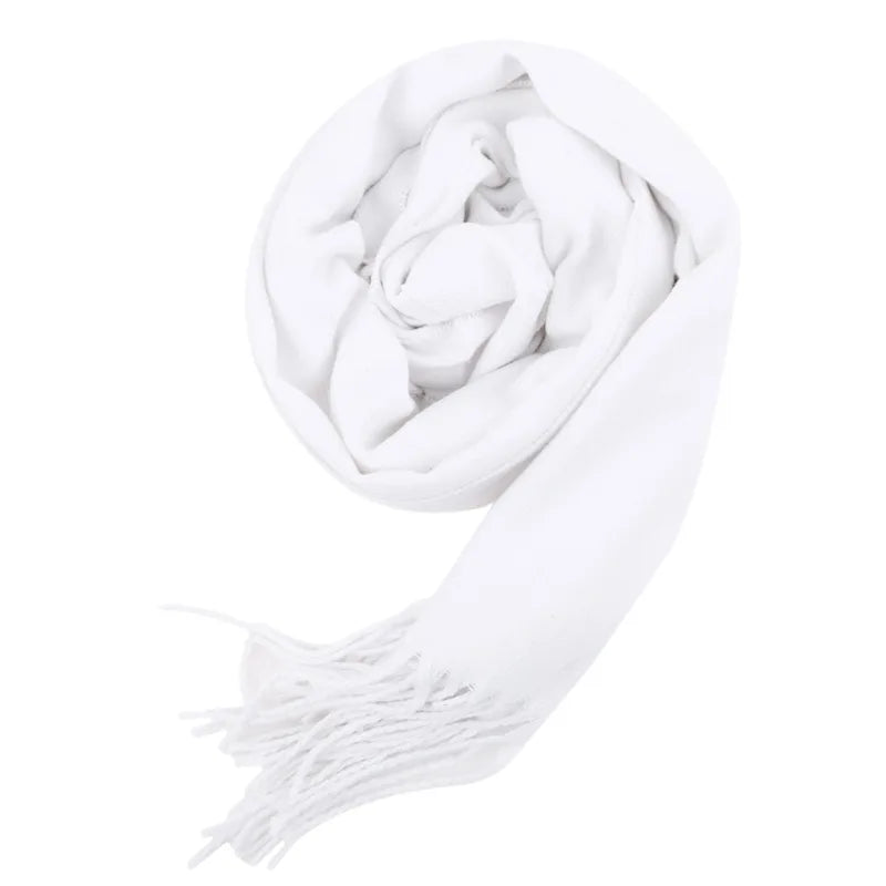 2025 Solid Color Imitation Cashmere Scarf for Autumn Winter Thick Long Fringe Shawl Unisex Versatile Wrap Casual Formal Wear