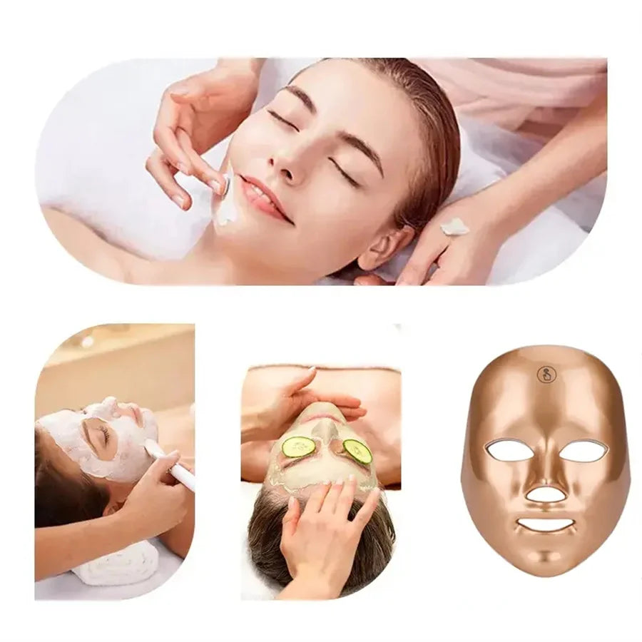 7-Color LED Beauty Mask for Women - USB Rechargeable, Touch Control Facial Care Device with Lithium Battery
