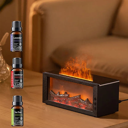 Essential Oils Humidifier with LED Light 4In1 Fireplace Air Humidifier Type C Rechargeable Aroma Diffuser for Home Creative Gift