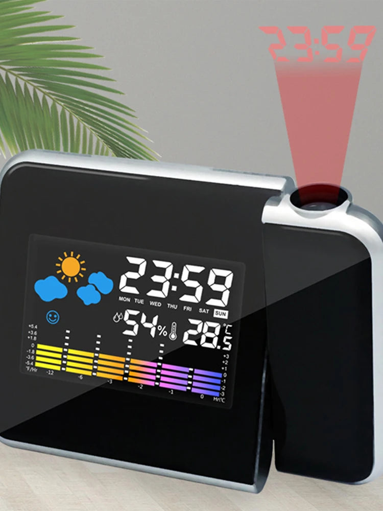 Projection Clock Adjustable Projection Angle Digital LED Projector with Night Backlight for Home Living Room Bedroom