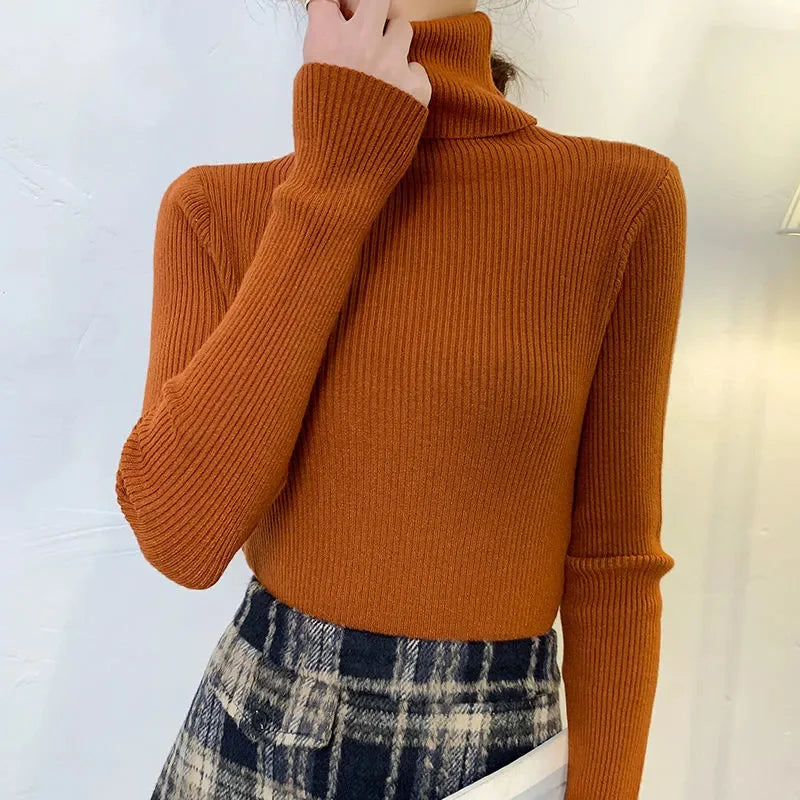 Women Turtleneck Sweater Knitted Soft Pullovers cashmere Jumpers Basic Solid Soft Sweaters Women Autumn Winter Casual Top