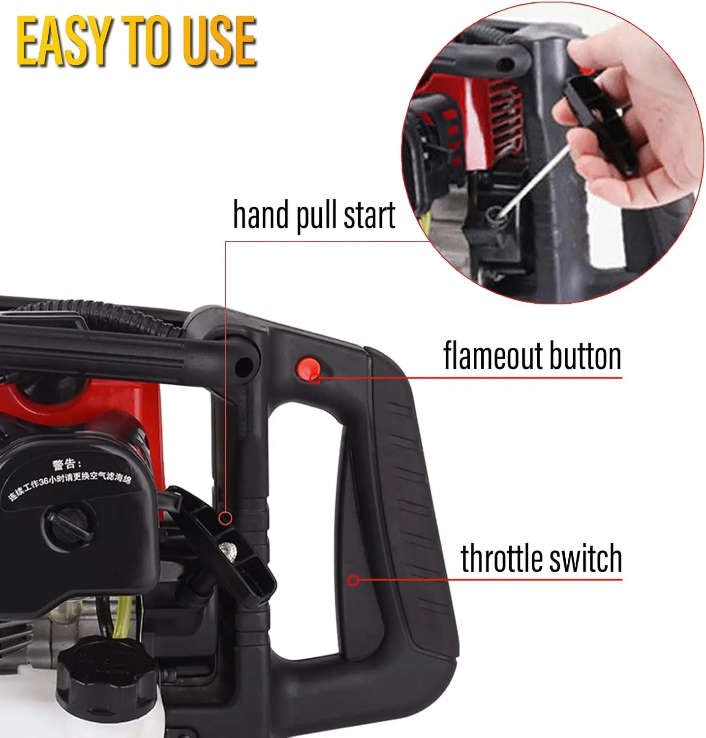 32.7CC 2 Strok Petrol Demolition Hammer 1800W 30J Gasoline Concrete Breaker Post Driver Fende Knocker Jack Hammer 3X Drills