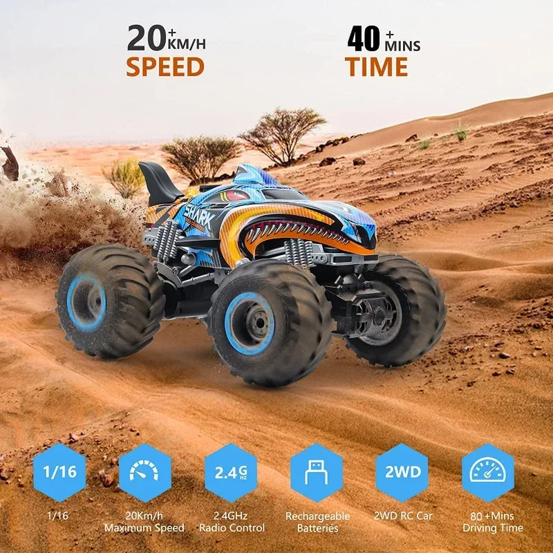 RC 4x4 Off-Road Monster Truck – Remote Control Rock Crawler Drift Car (Shark Digger Design)