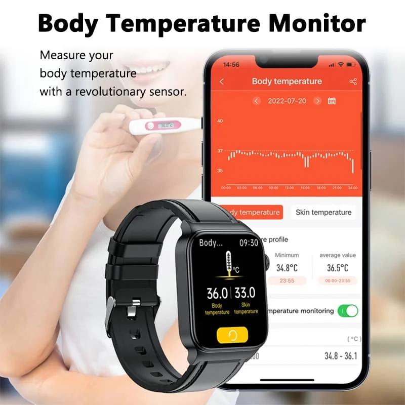 ECG Smartwatch – Blood Pressure, Glucose, Body Temp & Heart Rate Monitor